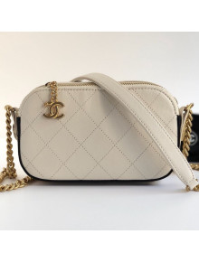 Chanel Quilted Calfskin Button Side Camera Case Bag A57574 White 2019