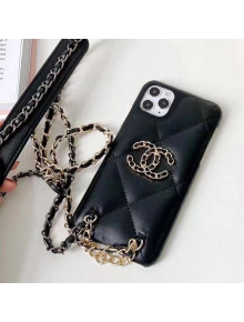 Chanel 19 Quilted Leather iPhone Case Black 2021 