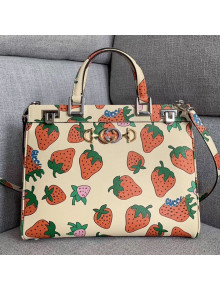Gucci Zumi Strawberry Print Medium Top Handle Bag 564714 2019