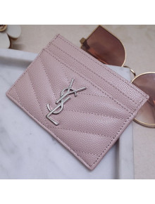 Saint Laurent Grained Leather Card Holder 423291 Pink/Silver 2021