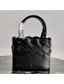Prada Woven Leather Tress Tote Bag 1BG318 Black 2020