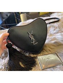 Saint Laurent Monogram Heart Cross Body Bag in Smooth Leather 540694 Black 2018