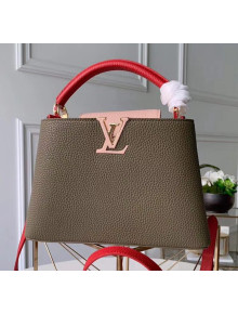 Louis Vuitton Taurillon Leather Capucines BB/PM Top Handle Bag M42259 Deep Green/Pink 2020