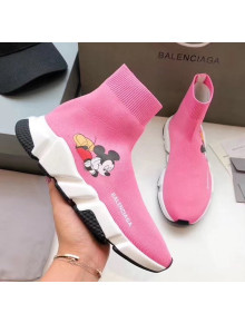 Balenciaga Mickey Knit Sock Speed Trainer Sneaker Pink 2020