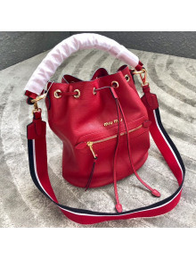 Miu Miu Leather Bucket Bag 5BE027 Red 2018