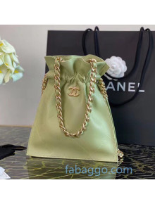 Chanel Quilted Soft Calfskin Drawstring Small Shopping Bag AS2169 Green 2020