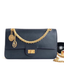Chanel Smooth Nude 2.55 Reissue Size 225 Bag with Charms Navy Blue 2018