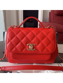 Chanel Quilted Grained Calfskin Mini Messenger Flap Top Handle Bag A93067 Red 2019
