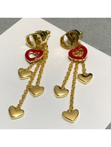 Dior Dioramour Tassel Earrings Gold/Red 2021 082413