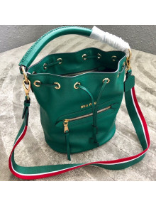 Miu Miu Leather Bucket Bag 5BE027 Green 2018