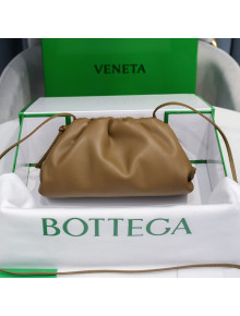 Bottega Veneta The Mini Pouch Soft Clutch Bag in Acorn Khaki Calfskin 2020 585852