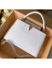 Louis Vuitton Taurillon Leather Capucines PM Top Handle Bag M42259 White 2020