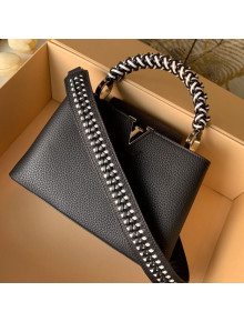 Louis Vuitton Capucines BB with Braided Handle M55236 Black/White 2019