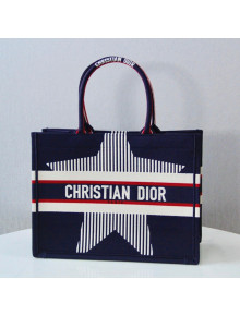 Dior Medium Book Tote Bag in Navy Blue Star Embroidery 2021 M1286 