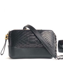 Chanel Python & Calfskin Gabrielle Clutch Bag with Chain Black 2019