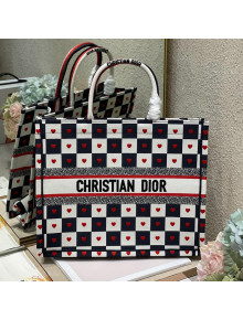 Dior Large Book Tote Bag in D-Chess Heart Embroidery 2021 M1286 