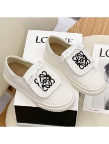 Loewe Canvas Sneakers with Embroidered Logo White 2021
