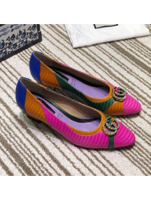 Gucci Snakeskin Pump with Crystal Double G 548854 Blue/Yellow/Pink 2019
