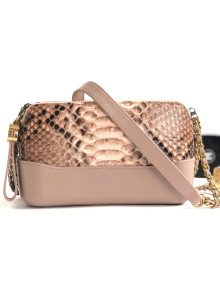 Chanel Python & Calfskin Gabrielle Clutch Bag with Chain Beige 2019