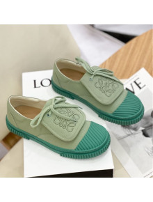 Loewe Canvas Sneakers with Embroidered Logo Green 2021