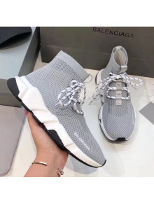 Balenciaga Lace-Up Knit Sock Speed Trainer Sneaker Grey 2020