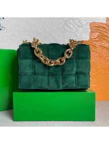 Bottega Veneta The Chain Cassette Cross-body Bag in Suede Cashmere Emerald Green 2021