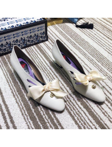 Gucci Cutout Leather Pump with Bow 548855 Vintage White 2019