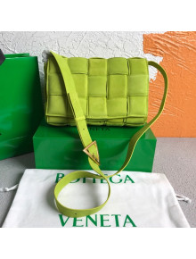 Bottega Veneta Padded Cassette Suede Medium Crossbody Messenger Bag Kiwi Green 2021