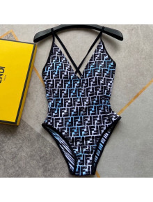 Fendi FF One-Piece Swimwear FS35 Black/Blue 2021