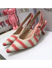 Dior J'Adior Slingback Pumps 6.5cm in Pink D-Stripes Embroidery 2021