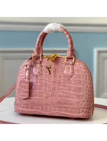 Louis Vuitton Alma BB Top Handle Bag in Crocodile Leather N94271 Pink 2019