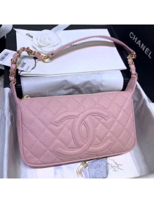 Chanel Grained Leather Hobo Bag B01960 Pink 2020