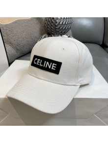 Celine Canvas Baseball Hat White 2021