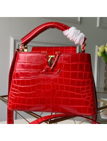Louis Vuitton Capucines Mini Crocodile Leather Top Handle Bag N93254 Cerise Red 2019