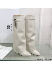 Givenchy Shark Lock Pant Boots in Smooth Box Calfskin Leather White 2021