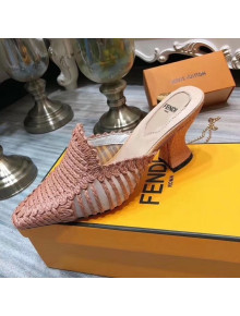 Fendi Woven High Heel Mules Sandals Pink 2020