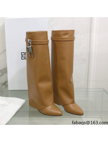 Givenchy Shark Lock Pant Boots in Smooth Box Calfskin Leather Brown 01 2021