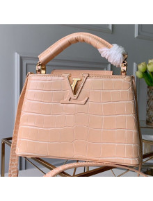 Louis Vuitton Capucines Mini Crocodile Leather Top Handle Bag N95191 Tivoli Beige 2019