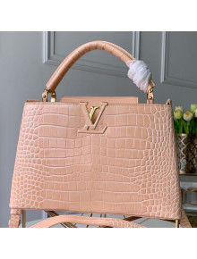 Louis Vuitton Capucines PM Crocodile Leather Top Handle Bag N95191 Tivoli Beige 2019