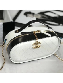 Chanel Crumpled Calfskin Mini Vanity Case Bag AS0199 White/Black 2019