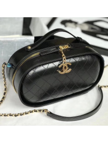 Chanel Crumpled Calfskin Mini Vanity Case Bag AS0199 Black 2019
