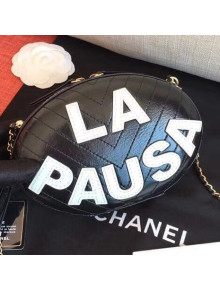 Chanel Embroidered Lambskin La Pausa Evening Bag AS0204 Black/White 2019