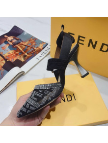 Fendi Colibrì Crystal Mesh High-Heel Slingback Pumps Black/Silver 2020