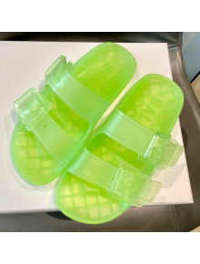Balenciaga Transparent TPU Flat Sandals Green 2021