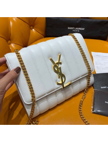 Saint Laurent Vicky Chain Wallet in Quilted Lambskin 554125 White 2019