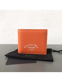 Dior Short Wallet in Orange Grianed Calfskin Autumn 2018