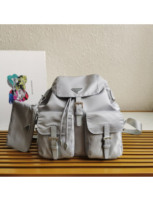 Prada Medium Nylon Backpack 1BZ811 Light Grey 2021