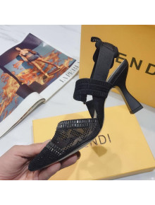 Fendi Colibrì Crystal Mesh High-Heel Slingback Pumps All Black 2020