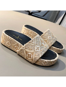 Louis Vuitton Since 1854 Jumbo Flatform Slide Sandals Beige 2021 