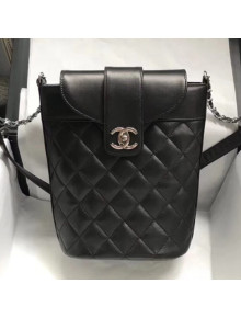 Chanel Quilting Leather Mini Bucket Bag Black 2019